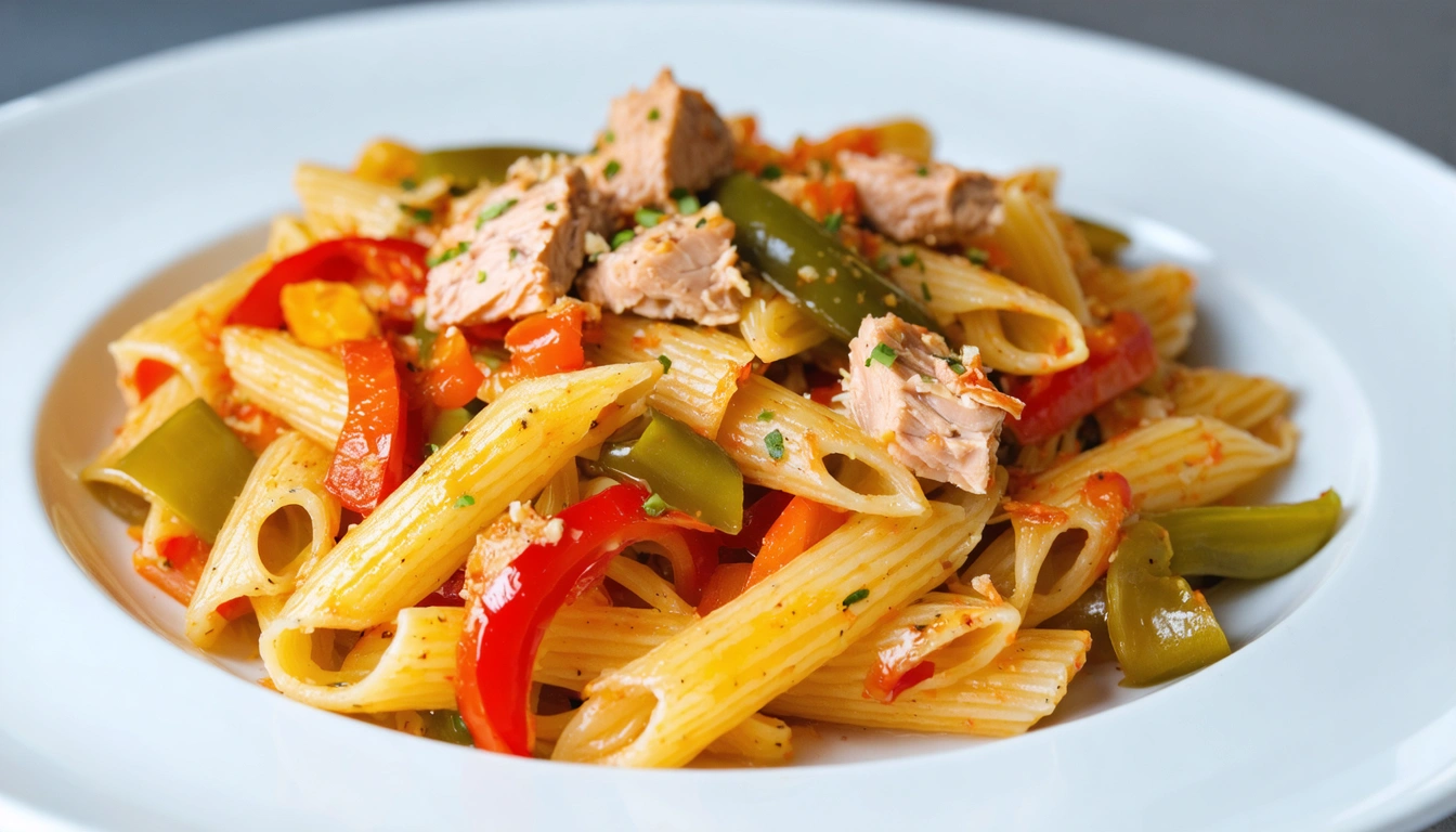 pasta con peperoni e tonno